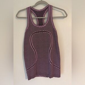 Lululemon Pink and Black Chevron Pattern Racerback Athletic Tank Top